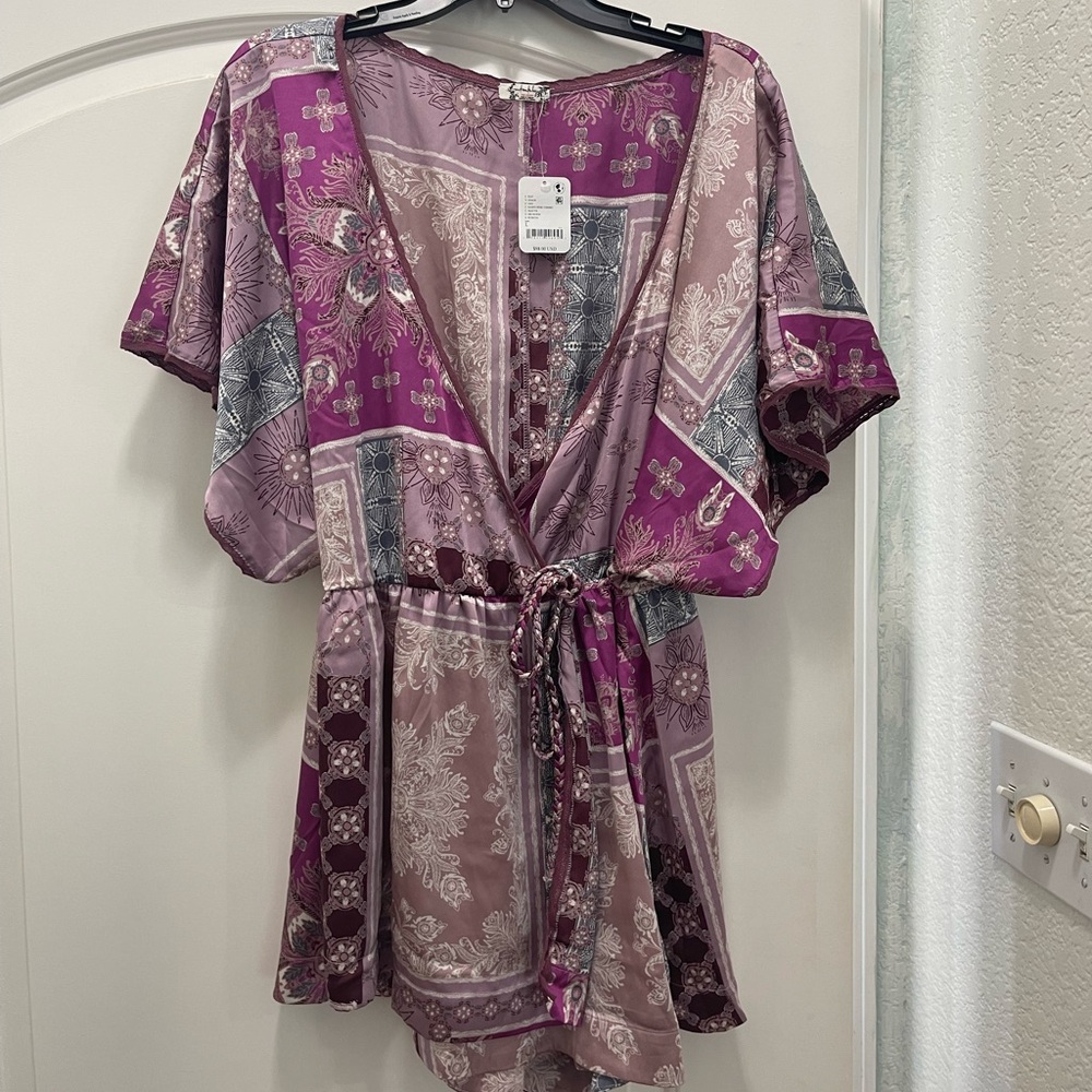 Brand new with tags Free People Purple Multi Oasis Pattern Romper